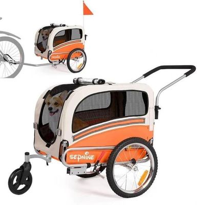 Hundvagn SEPNINE 20303B 2-i-1 För Cykel Och Barnvagn - Transportvagn För Hundar Upp Till 30 Kg