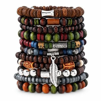 10 stk Vintage Bohemia mænds armbånd - mode stilfulde blade Armbåndstøj tilbehør til holdbare mode smykker gaver