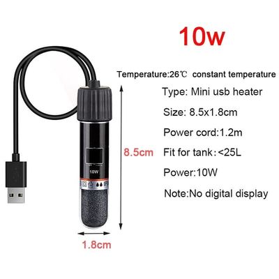 USB Mini Akvarium Varmestang til Lille Fisketank 26°C Konstant Temperatur Akvariumvarmer Dykbar Termostatvarmer 10W