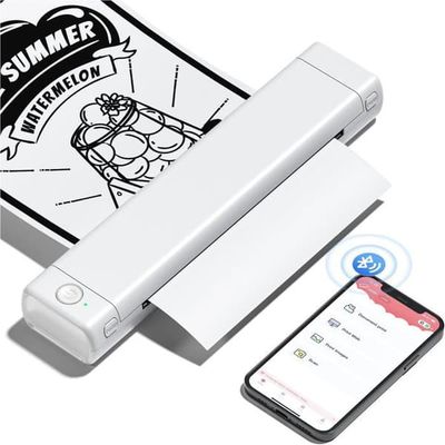 Phomemo M08F — Trådlös A4 termisk skrivare utan bläck, Bluetooth & USB, vit