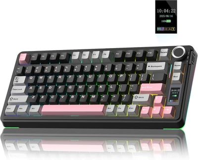 AULA S75 PRO Trådlöst Mekaniskt Gamingtangentbord 75% Skärmratt Hot Swap RGB PBT Tangentkapslar Bluetooth 5.0 2.4GHz USB-C