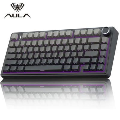 AULA F75 Mekaniskt Gaming Tangentbord, RGB, Hot-Swappable, Trådlöst, Svart