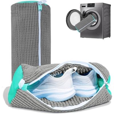2-Pcs tvättpåsar för skor – återanvändbara rengöringspåsar för sneakers (Gul)