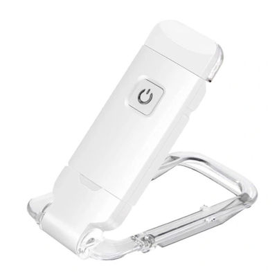 Kannettava USB-ladattava LED-kirjavalo klipsillä sängyssä lukemiseen, säädettävä kirkkaus ja himmennettävä kirjanmerkkivalo valkoisena