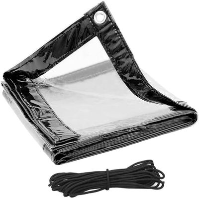 PVC presenning med øjne og reb gennemsigtig 2x2 m | Gennemsigtig + Sort | 2x2 m