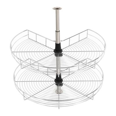 Hörnskåpsförvaring kök - Roterande korg 2 plan - 71 cm diameter - Järn - Hög bärförmåga - Stor förvaring - Silver