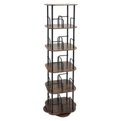 Bogreol - Drejbar gulvstående med 5 hylder - 45×45×159 cm - Jern og træ - Moderne design - 30 cm hyldeafstand - Grøn