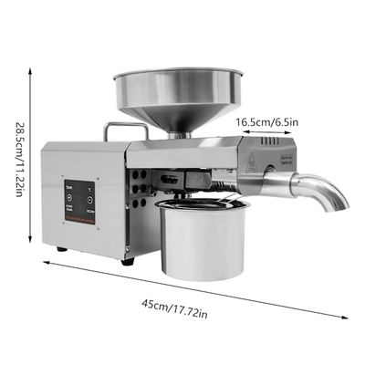 Oljepressmaskin - Elektrisk oljepress - 610 W 220 V - Digital temp.kontroll - 40–240°C kall/varm - 3–5 kg/h - Rostfritt stål - För nötter & frön