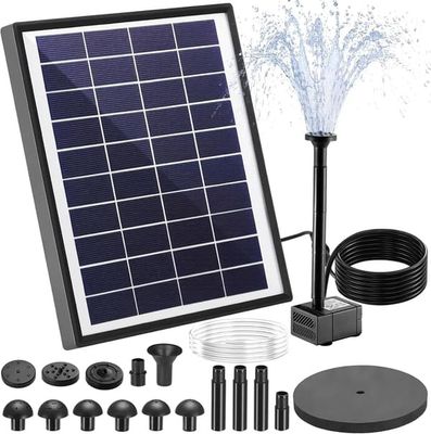 Solcells fontänpump - Solar Fountain Water Pump Kit - 6,5 W - 180 l/h flöde - Filterpanel med 9 munstycken - För trädgårdsdamm & akvarium