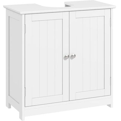 Badrumsskåp - Underskåp för tvättställ - 2 dörrar - 60×30×60 cm - Trä - Monteras själv - Vit