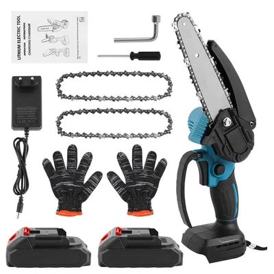 Mini motorsåg - Batteridriven kedjesåg - 15 cm svärd - 18V 3000W - 2x litiumbatterier - Automatisk oljning - Trädgårdsbeskärning Style A