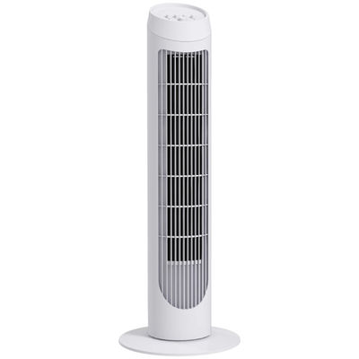 Tornfläkt - Golvfläkt - 45 W, 3 Hastigheter, 70° Oscillation, Ø27×75 cm, 220–240 V AC, EU-kontakt - Vit