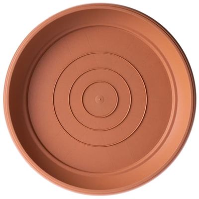 Rund Potteunderskål - Underfad/Planteskål - 46 cm Diameter - Plast - Til Altan & Terrasse - Terrakotta