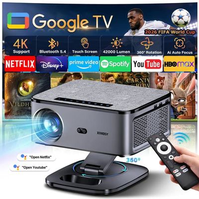 Android 11 4K Projektor - Smart Hemmabio Projektor - 1080p Full HD, 42000 Lumen 3600 ANSI, WiFi 6 BT 5.4, Auto Fokus Keystone, T08 Plus-TVStick
