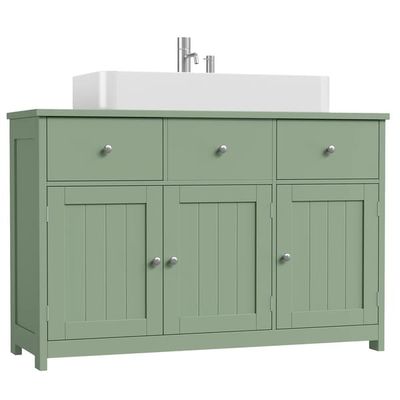 Badeværelsesmøbel - Vaskeskab 100x30x61 cm - 2 skuffer - 3 låger - Spånplade - Grøn