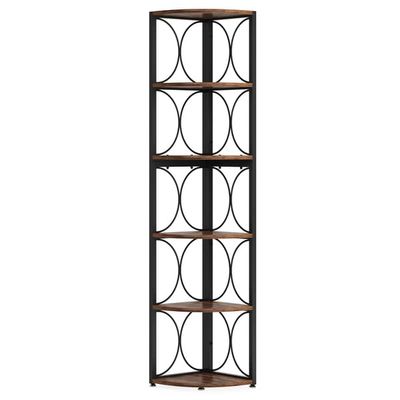 Hjørnereol - Bogreol - 170 cm Høj - 6 Hylder - Fritstående - Chokoladebrun