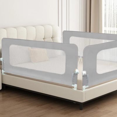 Sengehest til børn - Sengehest 200 cm - Højdejusterbar 66–80 cm - Foldbar - Metalramme - Trapezfødder & fastgøringsstropper - Orange