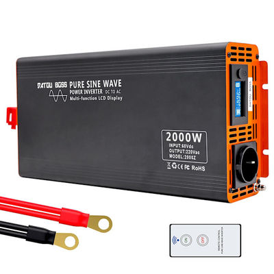 Puhtaan siniaallon invertteri - Tehomuunnin - Jatkuva 2000 W - DC 36V → AC 220V±10% - Lähtö 50 Hz - EU‑pistorasia - Hyötysuhde 90 % - Oranssi