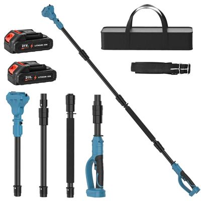 Förlängningsstång 2 m - Teleskopstång för elektrisk grensax och motorsåg - 180° justerbar - För Makita 18 V-batteri - 2 batterier ingår
