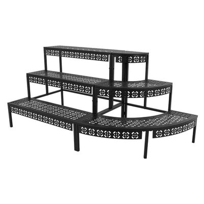 Plantehylde / Blomsterreol - 3-etagers trindesign - Metalramme - 15 kg pr. hylde - Til potteplanter & sukkulenter - Kræver montering