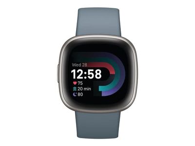 Fitbit Versa 4 - 40 mm - platina - smartklokke med bånd - fosseblå - båndbredde: S/L - Bluetooth, NFC