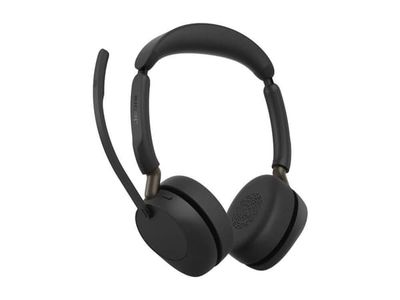 Jabra Evolve3 65 UC Stereo - Hodesett - on-ear - Bluetooth - trådløs, kablet - aktiv støydemping - USB-C via Bluetooth-adapter, USB-C - Optimert fo...