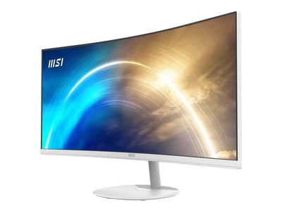 MSI PRO MP341CQW - LCD-skjerm - kurvet - 34" - 3440 x 1440 UWQHD @ 100 Hz - VA - 300 cd/m² - 3000:1 - 1 ms - 2xHDMI, DisplayPort - høyttalere - hvit