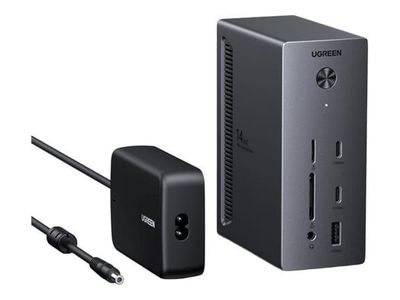 Ugreen Revodok Pro CM843 14-i-1 USB-C dokkingstasjon 2x DP HDMI 100W PD