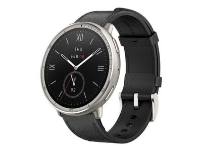 Amazfit Active 2 - Premium Version - smartklokke med stropp - lær - svart - håndleddstørrelse: 150-210 mm - display 1.32" - Bluetooth, NFC - 31.65 g
