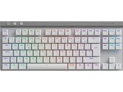 Logitech G G515 - Tastatur - LIGHTSPEED - TKL - bakgrunnsbelyst - trådløs - 2.4 GHz, Bluetooth, USB - hvit