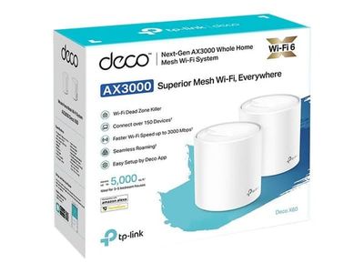 TP-Link Deco X60 - Wi-Fi-system - (2 rutere) - maske 1GbE - Wi-Fi 6 - Dobbeltbånd