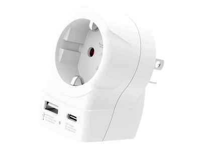 SKROSS Europe to US USB AC20PD - Adapter för effektkontakt - typ B (hane) till Typ F, USB, USB-C (hona) - AC 100-250 V - 16 A - Europa