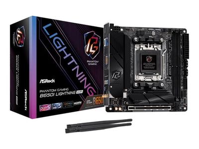 ASRock Phantom Gaming B650I Lightning WiFi - Moderkort - mini ITX - Socket AM5 - AMD B650 Chipuppsättning - USB-C 3.2 Gen2, USB-C 3.2 Gen 1, USB 3....