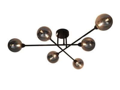 Taklampe CEILING LIGHT BORA 6xG9 sort/røyk