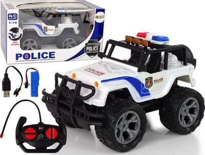 LeanToys bil R/C politibil Jeep, 1:14, fjernstyrte effekter, lys