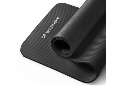 Wozinsky treningsmatte 181 x 63 x 0,9 cm tykk trenings-/yogamatte, svart