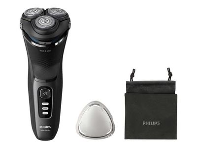 Philips 3000 series Shaver S3244/12 Sähköparranajokone märkä- ja kuiva-ajoon, Parranajokone kääntyvällä päällä, Musta, PowerCut blade system, Repla...
