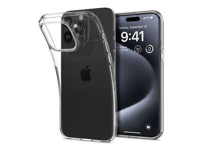 Spigen Liquid Crystal - Baksidedeksel for mobiltelefon - termoplast-polyuretan (TPU) - krystallklar - for Apple iPhone 15 Pro