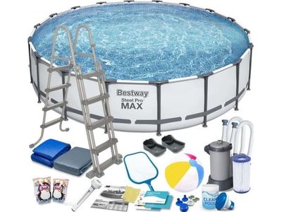 Bestway Steel Pro 56462, 23062 l, Innrammet basseng, Stige, Blå, 85,6 kg