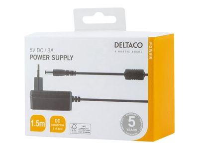 DELTACO - Strömadapter - AC 100-240 V - svart