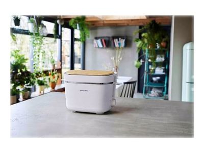 Philips Series 5000 HD2640 Eco Conscious Edition - Brödrost - 2 skiva - 2 Kortplatser - matt silkesvit