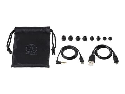 Audio-Technica QuietPoint ATH-ANC100BT - Ørepropper med mikrofon - i øret - Bluetooth - trådløs - aktiv støydemping - 3,5 mm jakk - svart