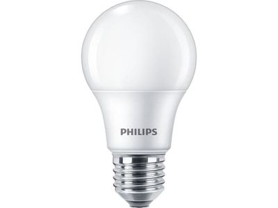 Philips - LED-glödlampa - form: A60 - glaserad finish - E27 - 8 W (motsvarande 60 W) - klass F - varmt vitt ljus - 2700 K (paket om 4)