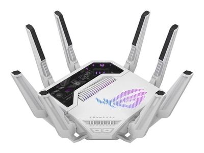 ASUS ROG Rapture GT-BE19000AI - Trådløs ruter 6-porters svitsj - 10GbE, 5GbE, 2,5GbE, Wi-Fi 7 - WAN-porte: 2 Quad-Band