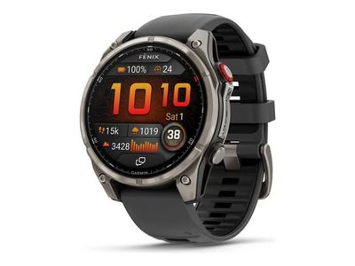 Garmin Fenix 8 Pro - 47 mm - titan - Ja sportklocka med rem - silikon - graphite/black - handledsstorlek: 125-208 mm - display 1.4" - 32 GB - Bluet...