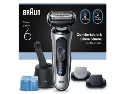 Braun Series 6 62-S7650cc, Folierakapparat, Silver, Knappar, Batteri, Inbyggt batteri, 1 h