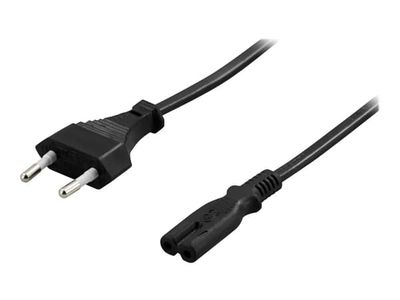 DELTACO - Strømkabel - Europlug (hann) rett til power IEC 60320 C7 rett - AC 250 V - 2.5 A - 50 cm - svart