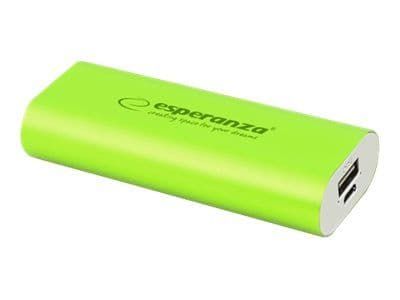 Esperanza HADRON - Strømbank - 4400 mAh - 1 A (USB) - på kabel: Micro-USB - grønn