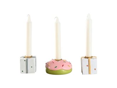 Det Gamle Apotek ljusstake för ljus Ø 1,2 cm h 3 cm 3 st/pack craftbox vit/ljusrosa