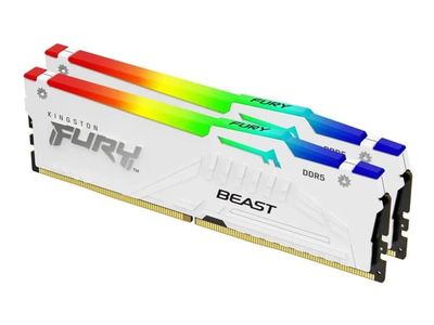 Kingston FURY Beast RGB - DDR5 - sats - 64 GB: 2 x 32 GB - DIMM 288-pin - 6000 MHz / PC5-48000 - CL30 - 1.4 V - ej buffrad - on-die ECC - vit
